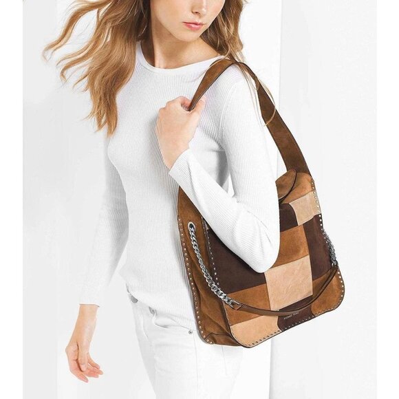 EUC Michael Kors Large Hobo Astor Patchwork Suede Bag - Picture 1 of 13